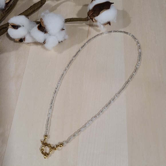 🩶🤍NEW🩶🤍 PRETTY!! SS 3MM Glass Bead Anchor Necklace in GREY,SILVER, &WHITE - Picture 13 of 13